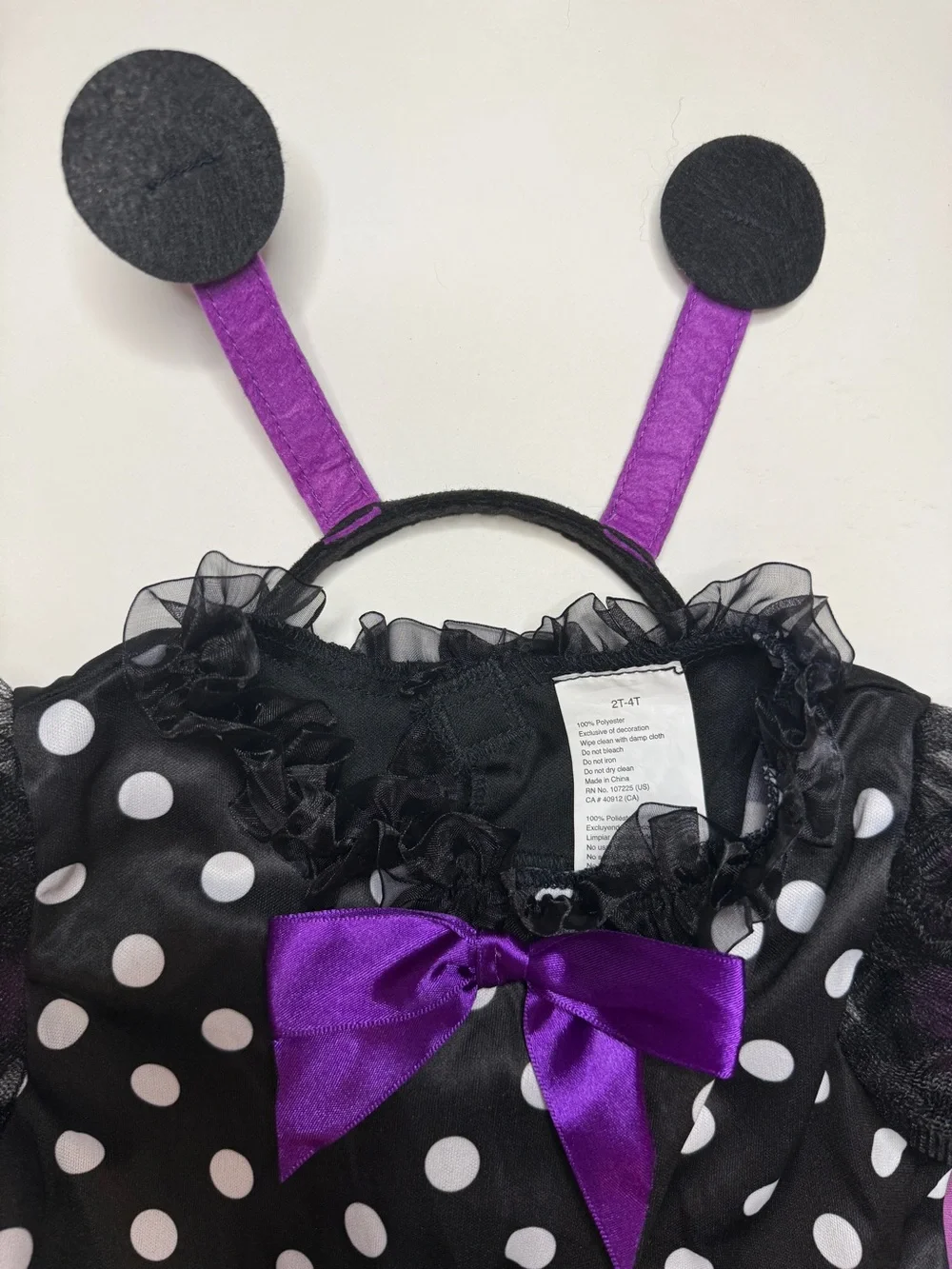 Purple Butterfly Halloween Costume Girls 2T-4T Dress Wings Antenna Set